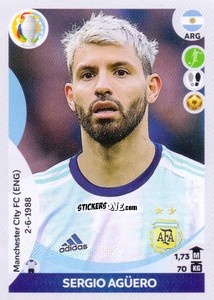 Sticker Sergio Agüero (top scorer) - CONMEBOL Copa América 2021 Preview n. 28 - Panini