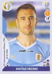 Sticker Matías Vecino - CONMEBOL Copa América 2021 Preview n. 132 - Panini