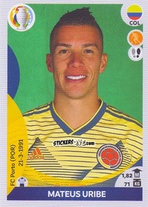 Sticker Mateus Uribe - CONMEBOL Copa América 2021 Preview n. 230 - Panini