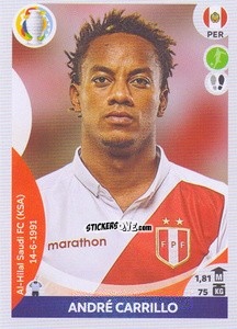 Sticker André Carrillo - CONMEBOL Copa América 2021 Preview n. 389 - Panini