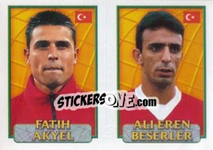 Sticker Fatih Akyel / Ali Eren  - UEFA Euro Belgium-Netherlands 2000 - Merlin