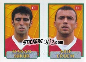 Sticker Hakan Sükür / Arif Erdem  - UEFA Euro Belgium-Netherlands 2000 n. 92 - Merlin