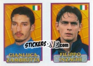 Sticker Zambrotta / Filippo Inzaghi  - UEFA Euro Belgium-Netherlands 2000 n. 98 - Merlin