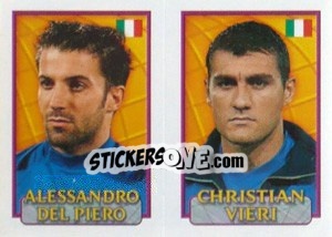 Sticker Del Piero / Vieri  - UEFA Euro Belgium-Netherlands 2000 n. 99 - Merlin