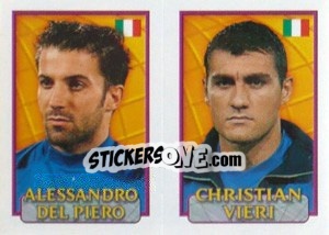 Sticker Del Piero / Vieri  - UEFA Euro Belgium-Netherlands 2000 - Merlin