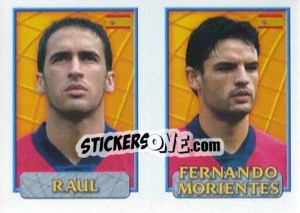 Sticker Raul González /  Morientes - UEFA Euro Belgium-Netherlands 2000 - Merlin