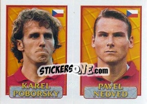 Cromo Poborsky / Nedved  - UEFA Euro Belgium-Netherlands 2000 - Merlin