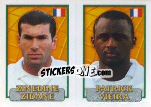 Cromo Zinedine Zidane /  Patrick Vieira - UEFA Euro Belgium-Netherlands 2000 - Merlin