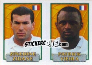 Sticker Zinedine Zidane /  Patrick Vieira - UEFA Euro Belgium-Netherlands 2000 n. 186 - Merlin