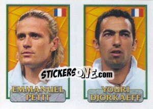 Sticker Emmanuel Petit /  Youri Djorkaeff - UEFA Euro Belgium-Netherlands 2000 - Merlin