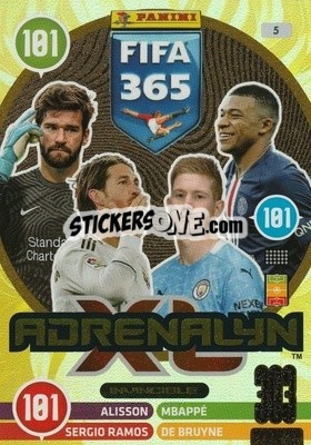 Sticker Alisson/mbappe/ramos/de Bruyne - FIFA 365: 2020-2021. Adrenalyn XL n. 5 - Panini