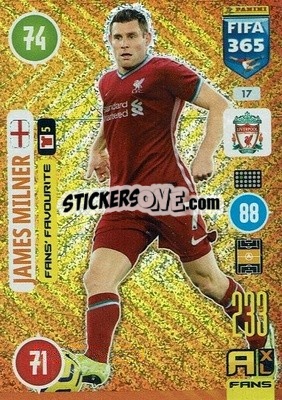 Sticker James Milner - FIFA 365: 2020-2021. Adrenalyn XL n. 17 - Panini