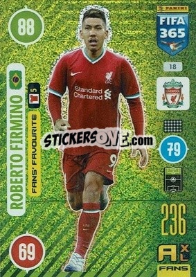 Sticker Roberto Firmino - FIFA 365: 2020-2021. Adrenalyn XL n. 18 - Panini