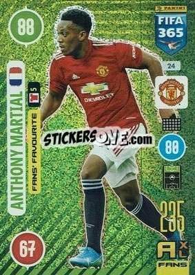 Sticker Anthony Martial - FIFA 365: 2020-2021. Adrenalyn XL n. 24 - Panini