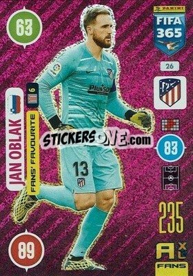 Sticker Jan Oblak - FIFA 365: 2020-2021. Adrenalyn XL n. 26 - Panini