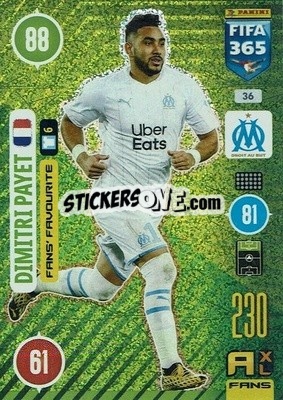 Sticker Dimitri Payet - FIFA 365: 2020-2021. Adrenalyn XL n. 36 - Panini