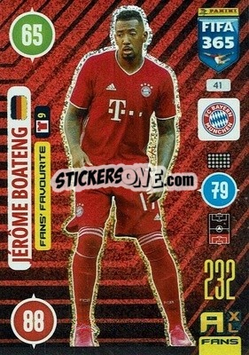 Sticker Jérôme Boateng - FIFA 365: 2020-2021. Adrenalyn XL n. 41 - Panini