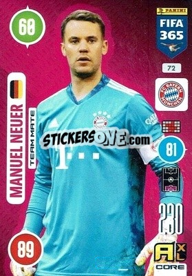 Sticker Manuel Neuer - FIFA 365: 2020-2021. Adrenalyn XL n. 72 - Panini
