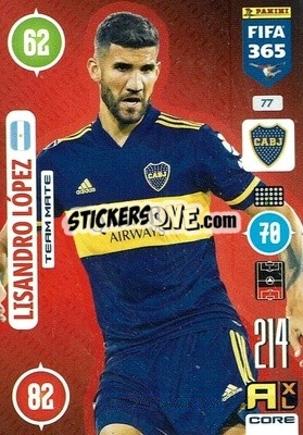 Sticker Lisandro López - FIFA 365: 2020-2021. Adrenalyn XL n. 77 - Panini