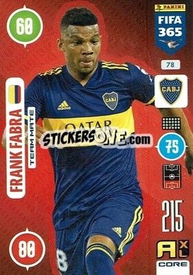 Sticker Frank Fabra - FIFA 365: 2020-2021. Adrenalyn XL n. 78 - Panini