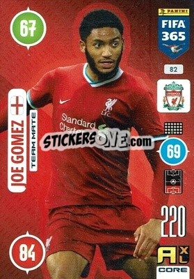 Sticker Joe Gomez - FIFA 365: 2020-2021. Adrenalyn XL n. 82 - Panini