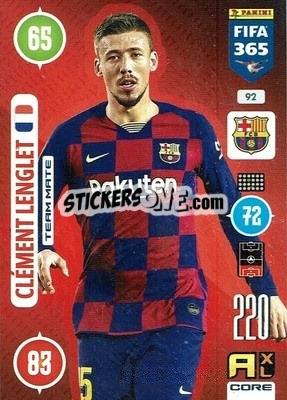 Sticker Clément Lenglet - FIFA 365: 2020-2021. Adrenalyn XL n. 92 - Panini