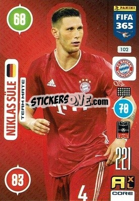 Sticker Niklas Süle - FIFA 365: 2020-2021. Adrenalyn XL n. 102 - Panini