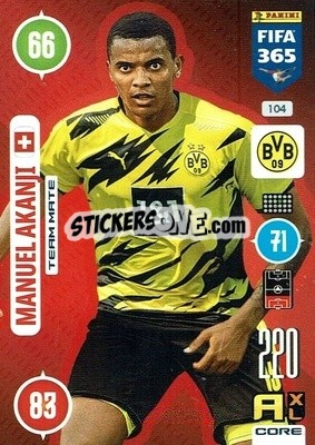 Sticker Manuel Akanji - FIFA 365: 2020-2021. Adrenalyn XL n. 104 - Panini