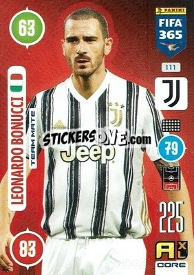 Sticker Leonardo Bonucci - FIFA 365: 2020-2021. Adrenalyn XL n. 111 - Panini