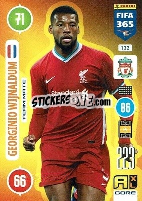 Sticker Georginio Wijnaldum - FIFA 365: 2020-2021. Adrenalyn XL n. 132 - Panini