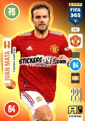 Sticker Juan Mata - FIFA 365: 2020-2021. Adrenalyn XL n. 141 - Panini