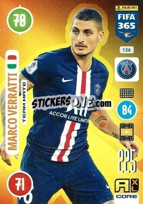 Sticker Marco Verratti - FIFA 365: 2020-2021. Adrenalyn XL n. 156 - Panini
