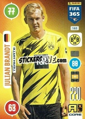 Sticker Julian Brandt - FIFA 365: 2020-2021. Adrenalyn XL n. 163 - Panini