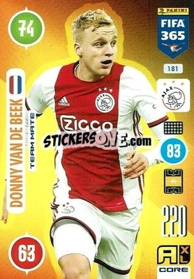 Sticker Donny van de Beek - FIFA 365: 2020-2021. Adrenalyn XL n. 181 - Panini