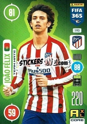 Sticker João Félix - FIFA 365: 2020-2021. Adrenalyn XL n. 193 - Panini