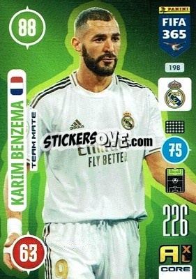 Sticker Karim Benzema - FIFA 365: 2020-2021. Adrenalyn XL n. 198 - Panini