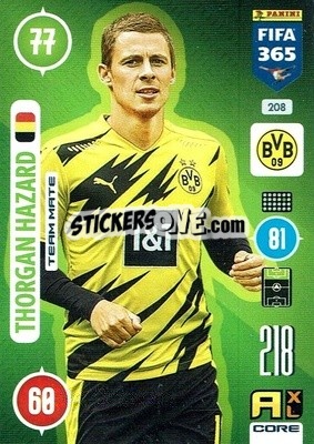 Sticker Thorgan Hazard - FIFA 365: 2020-2021. Adrenalyn XL n. 208 - Panini