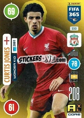 Sticker Curtis Jones - FIFA 365: 2020-2021. Adrenalyn XL n. 232 - Panini