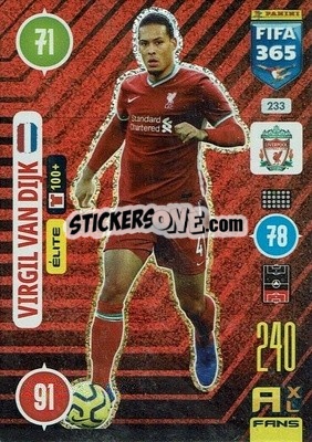 Sticker Virgil van Dijk - FIFA 365: 2020-2021. Adrenalyn XL n. 233 - Panini