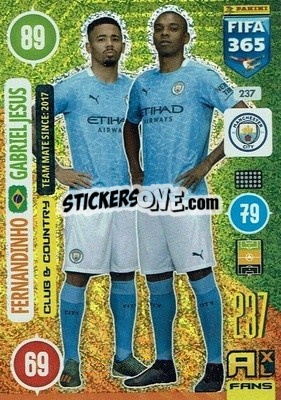 Sticker Fernandinho / Gabriel Jesus - FIFA 365: 2020-2021. Adrenalyn XL n. 237 - Panini
