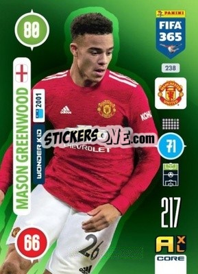 Sticker Mason Greenwood - FIFA 365: 2020-2021. Adrenalyn XL n. 238 - Panini