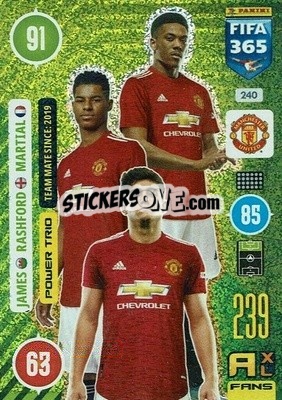 Sticker Daniel James / Marcus Rashford / Anthony Martial - FIFA 365: 2020-2021. Adrenalyn XL n. 240 - Panini