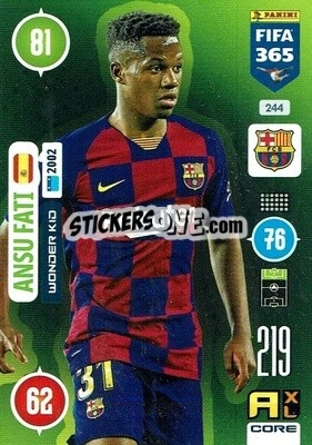Sticker Ansu Fati - FIFA 365: 2020-2021. Adrenalyn XL n. 244 - Panini