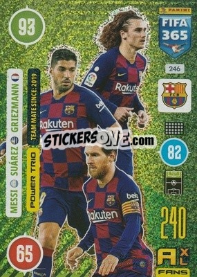 Sticker Lionel Messi / Luis Suárez / Antoine Griezmann - FIFA 365: 2020-2021. Adrenalyn XL n. 246 - Panini