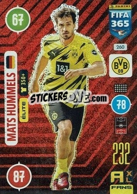 Sticker Mats Hummels - FIFA 365: 2020-2021. Adrenalyn XL n. 260 - Panini