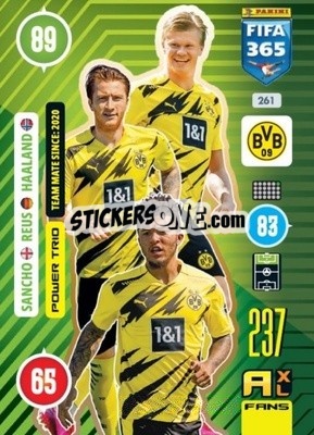 Sticker Jadon Sancho / Marco Reus / Erling Haaland - FIFA 365: 2020-2021. Adrenalyn XL n. 261 - Panini