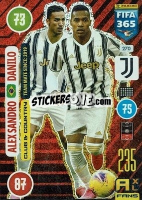 Sticker Alex Sandro / Danilo - FIFA 365: 2020-2021. Adrenalyn XL n. 270 - Panini