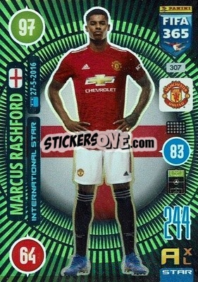 Sticker Marcus Rashford - FIFA 365: 2020-2021. Adrenalyn XL n. 307 - Panini