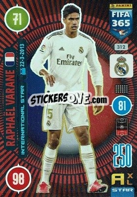 Sticker Raphaël Varane - FIFA 365: 2020-2021. Adrenalyn XL n. 312 - Panini