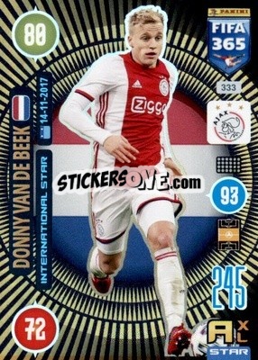 Sticker Donny van de Beek - FIFA 365: 2020-2021. Adrenalyn XL n. 333 - Panini